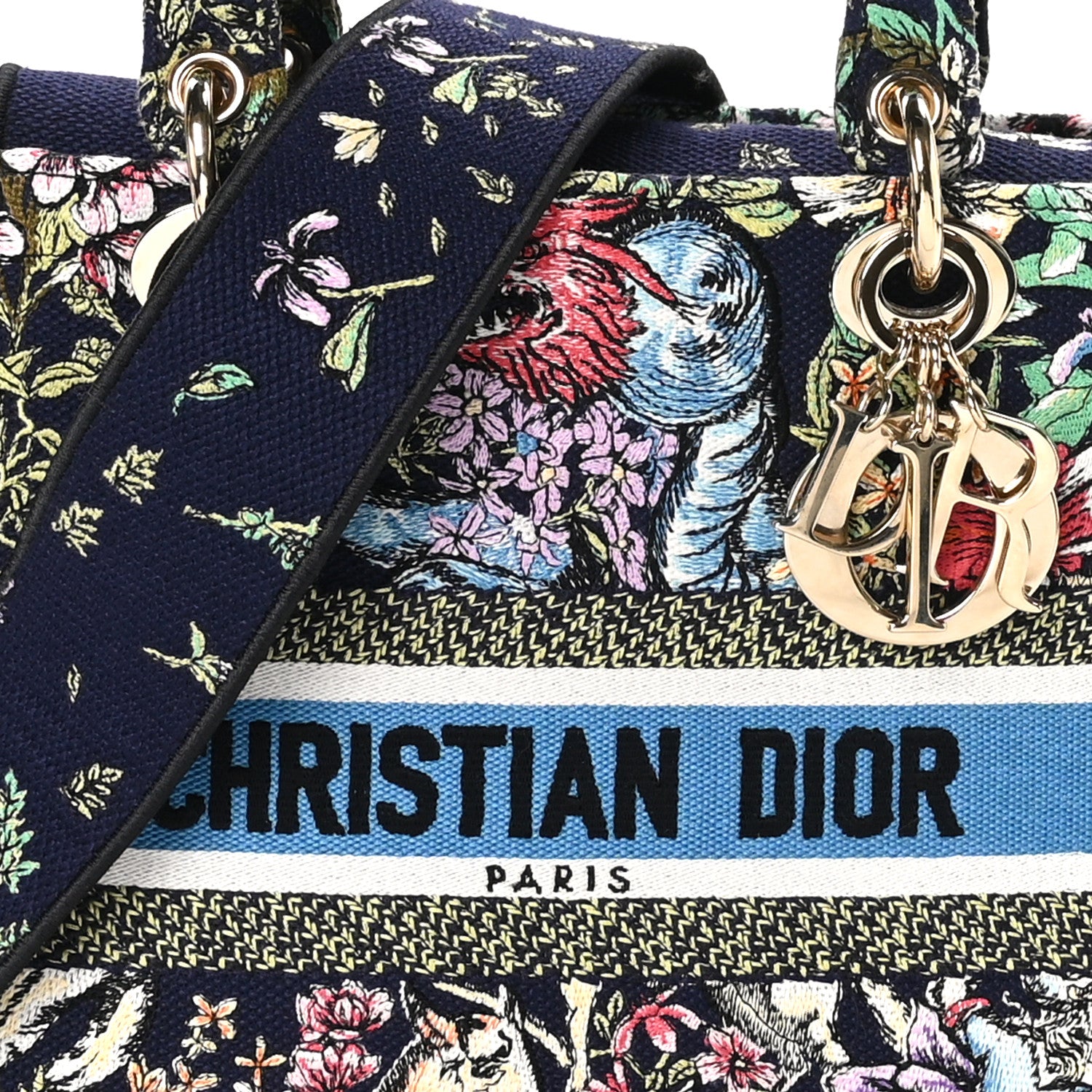 Christian Dior Canvas D-Constellation Embroidered Medium Lady D-Lite Bleu Multicolor 8 of 11