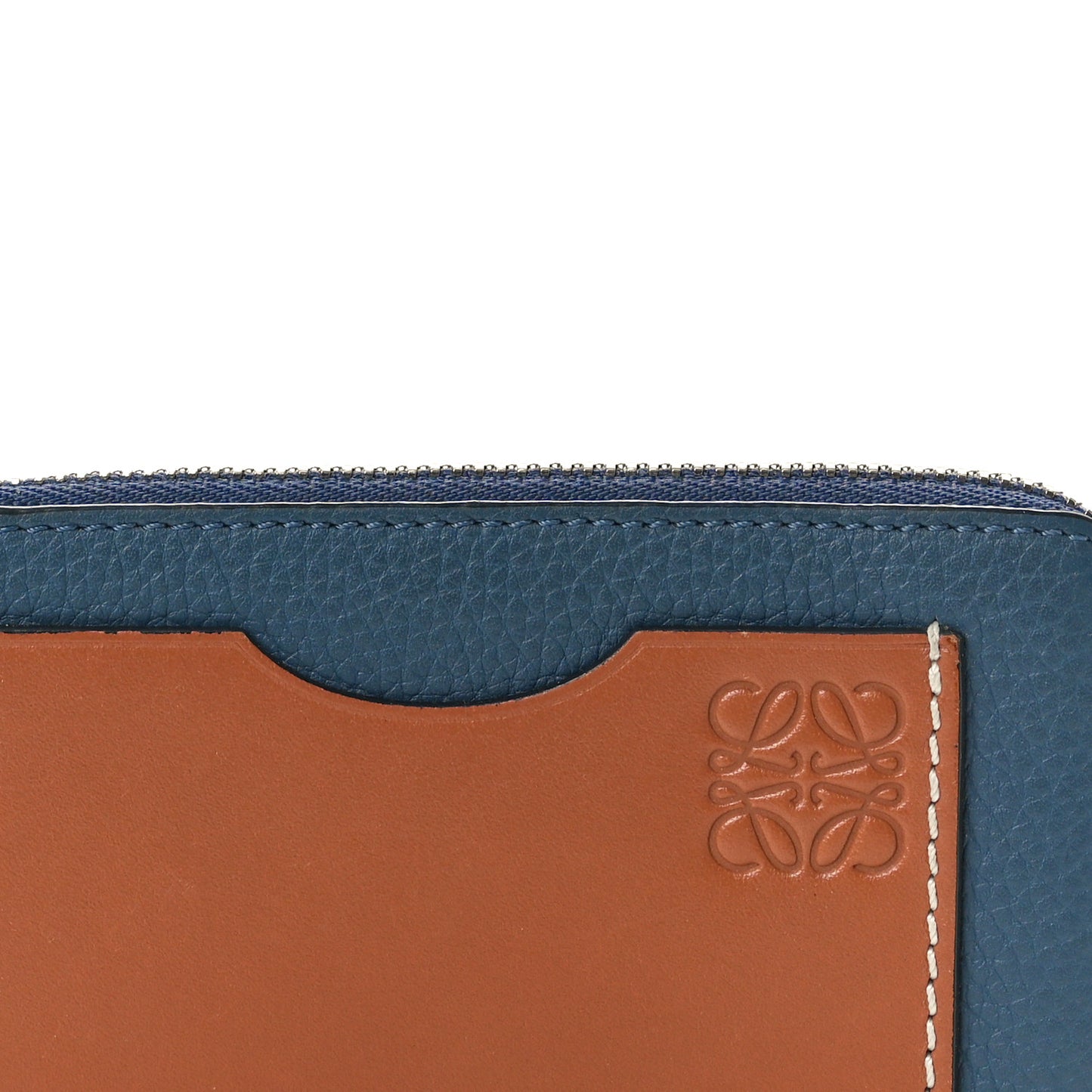 Soft Grained Calfskin Coin Card Holder Blue Caramel