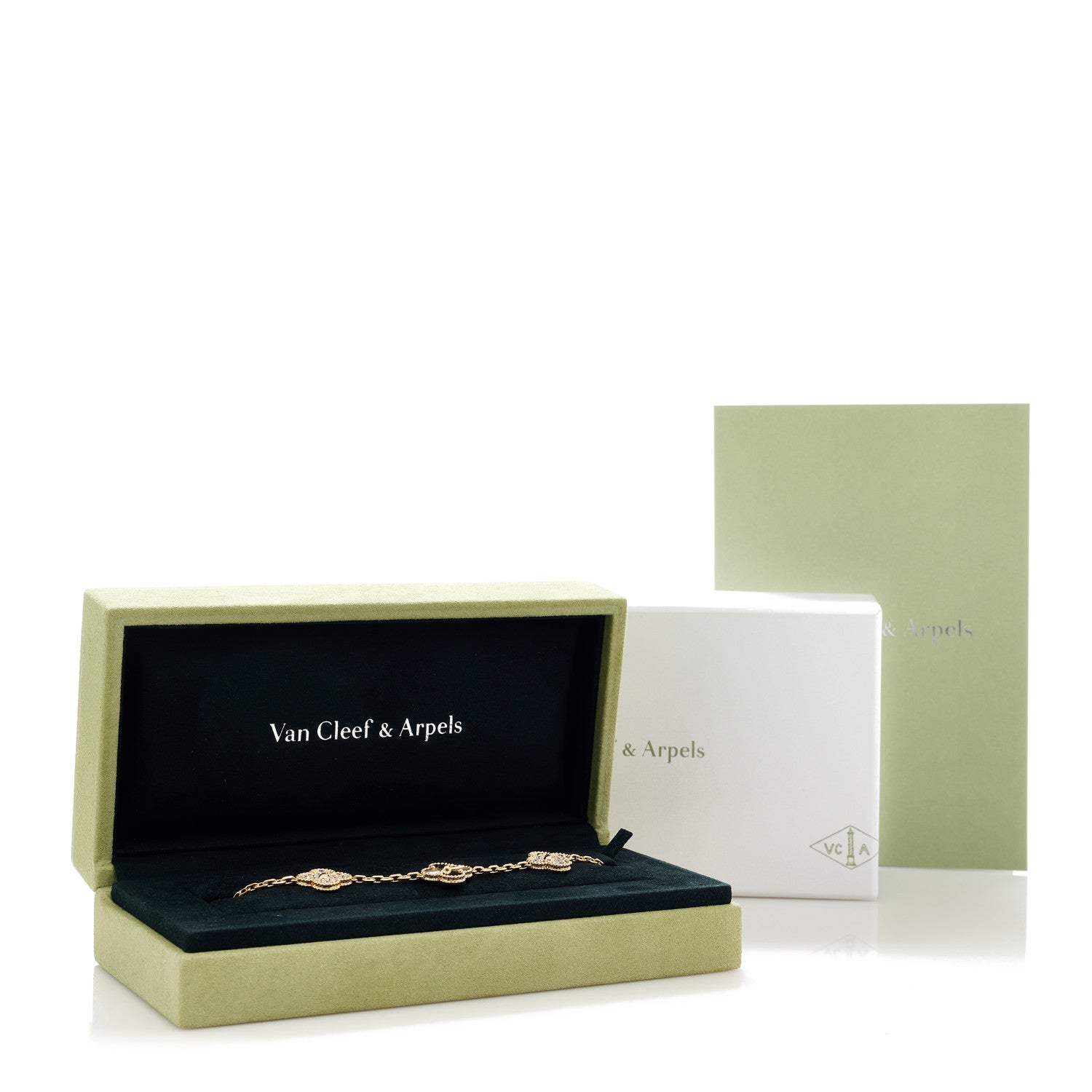 Van Cleef & Arpels 18K Yellow Gold Diamond 5 Motifs Guilloche Vintage Alhambra Bracelet 6 of 6