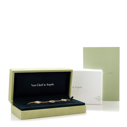 Van Cleef & Arpels 18K Yellow Gold Diamond 5 Motifs Guilloche Vintage Alhambra Bracelet 6 of 6