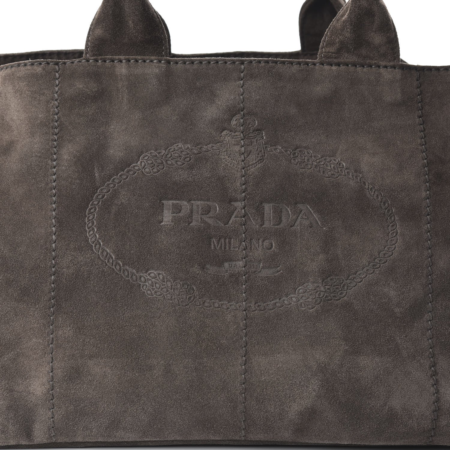 Prada Scamosciato Logo Tote Grafite 9 of 9