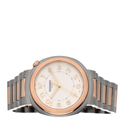 Hermes Stainless Steel 18K Rose Gold 36mm Cut Automatic Watch 2 of 5