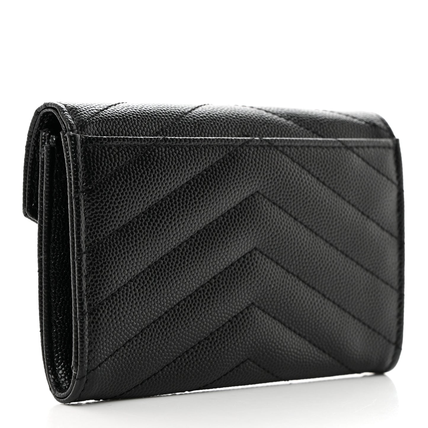 Grain De Poudre Matelasse Chevron Small Monogram Envelope Wallet Black