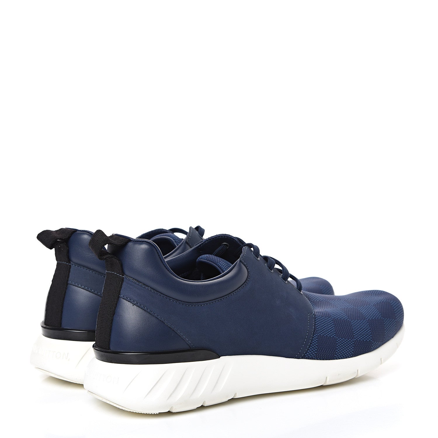 Louis Vuitton Rubber Mesh Suede Damier Fastlane Low Sneakers 8 Blue 4 of 7