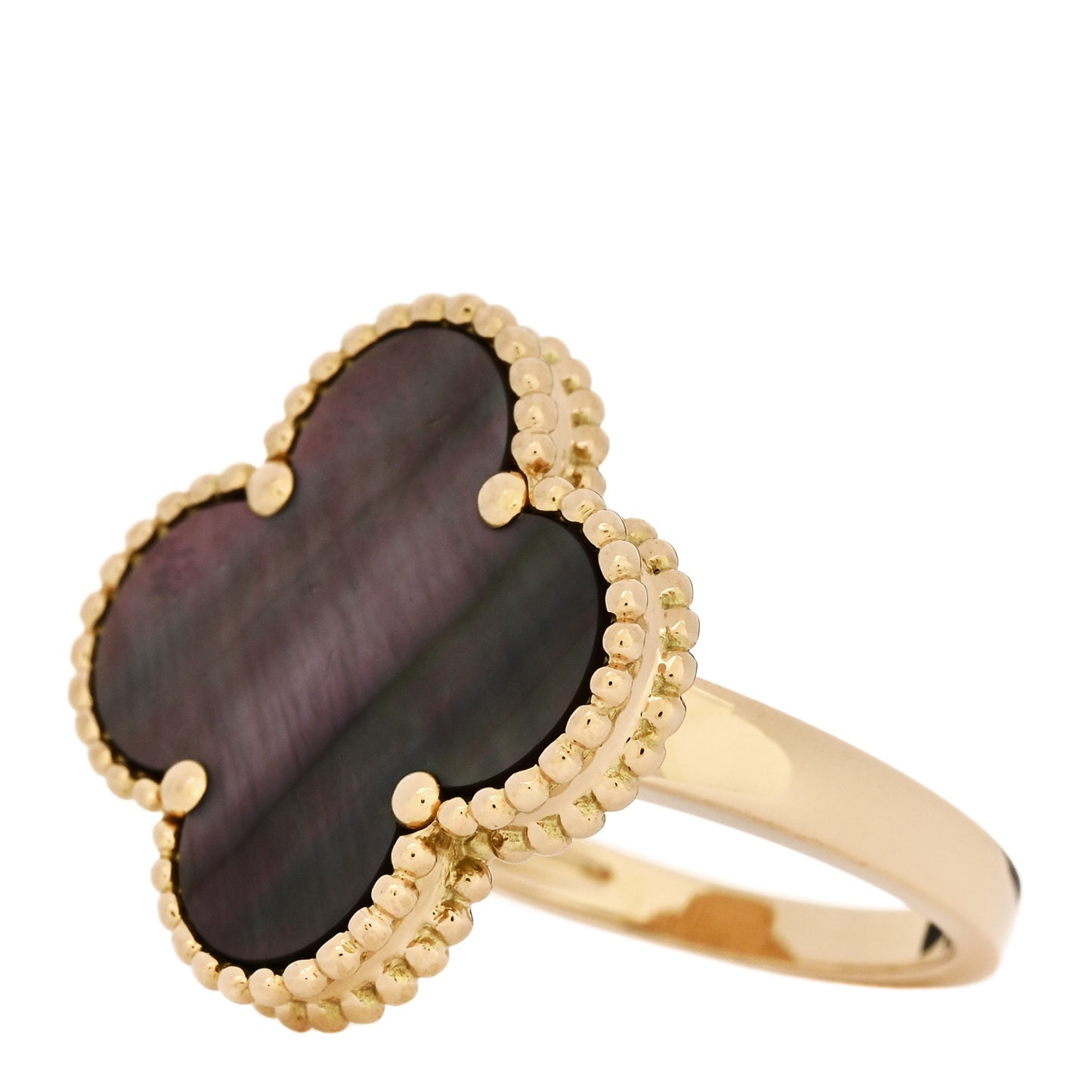 18K Yellow Gold Gray Mother of Pearl Magic Alhambra Ring 53 6.5