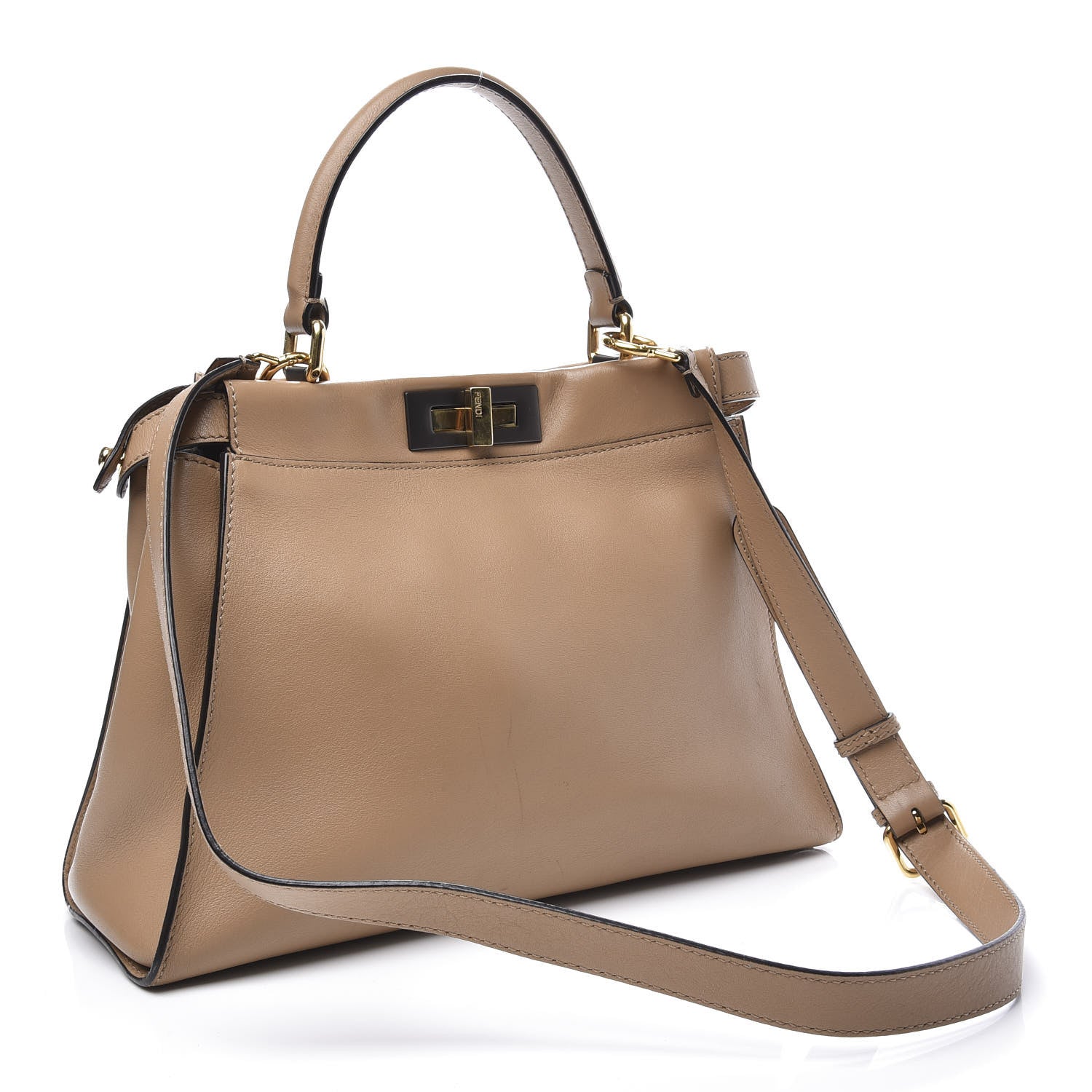 Fendi Vitello Seta Medium Peekaboo Iconic Satchel Cuoio 2 of 9