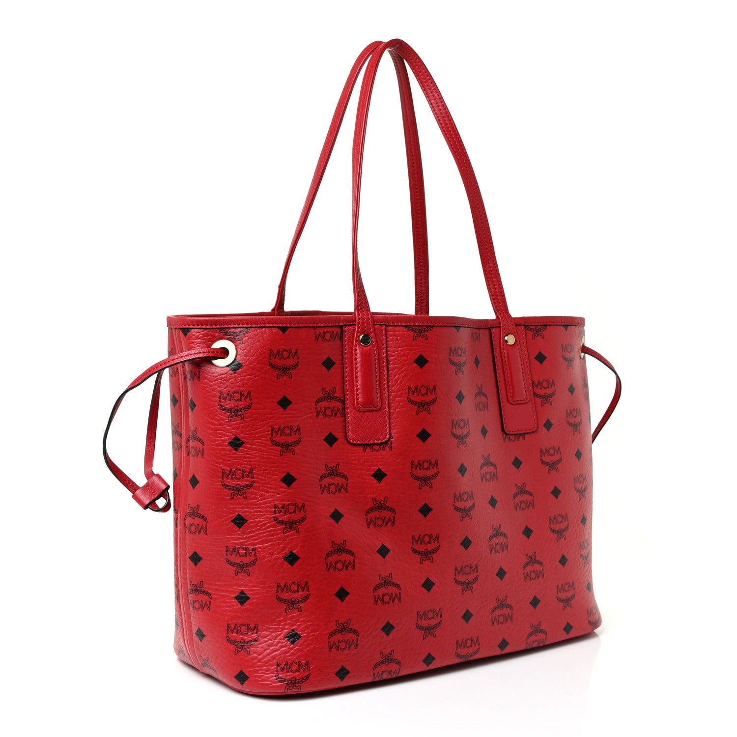 MCM Visetos Medium Liz Reversible Shopper Tote Ruby Red 4 of 23