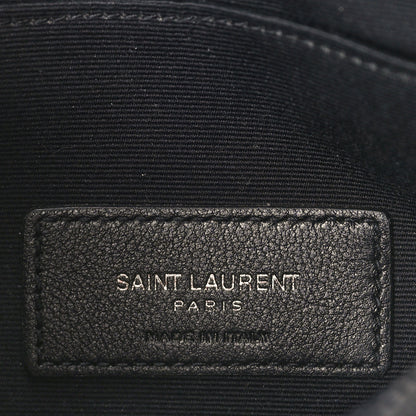 Saint Laurent Calfskin Crocodile Embossed Monogram Zip Bill Pouch Black 6 of 9