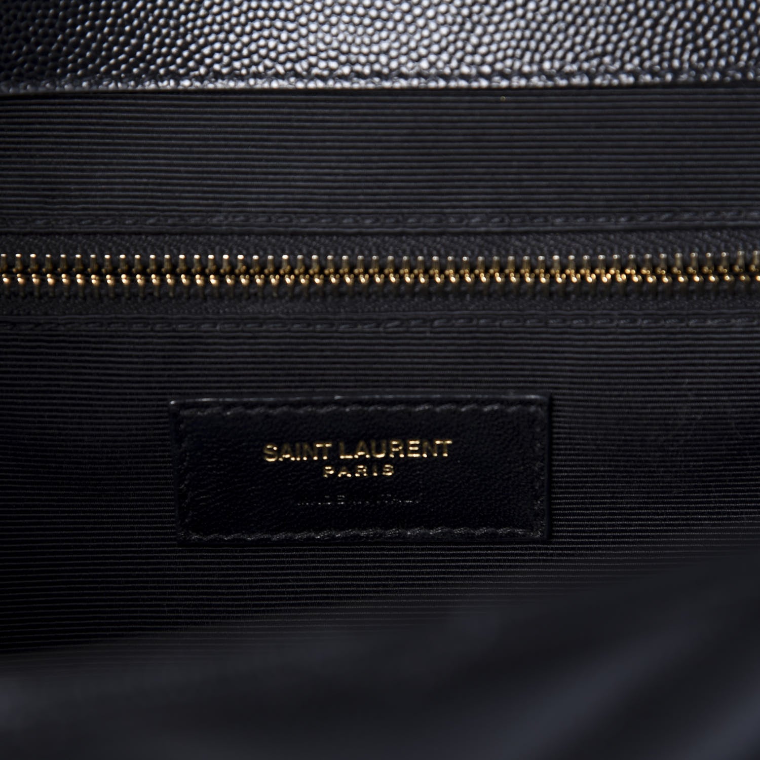 Saint Laurent Grain De Poudre Matelasse Chevron Large Monogram Satchel Black 9 of 11