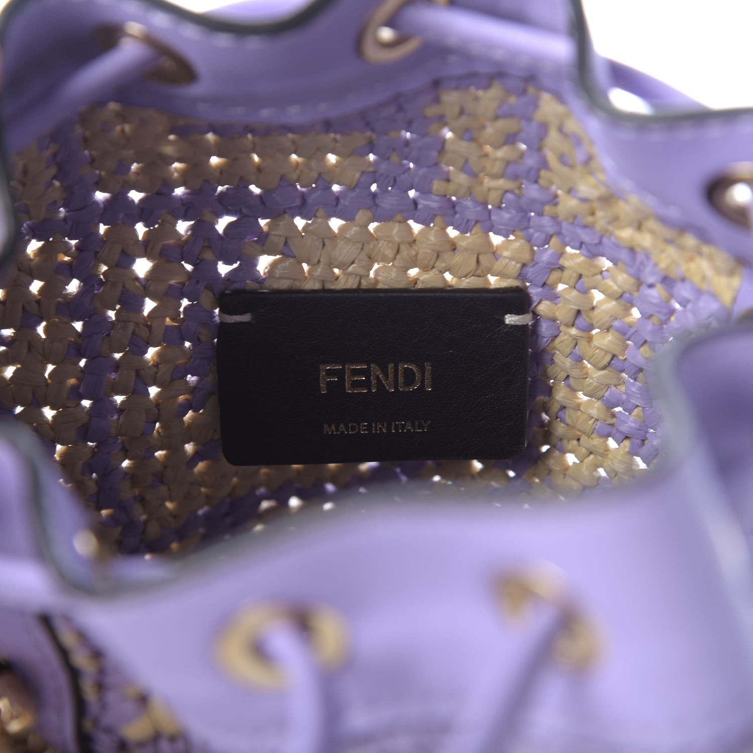 Fendi Raffia Vitello Seta F is Fendi FF Woven Mini Mon Tresor Bucket Bag Anemone Natural 8 of 9