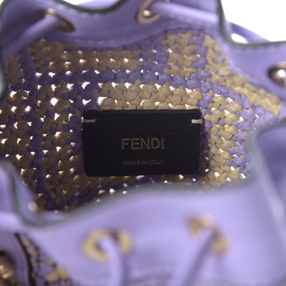 Fendi Raffia Vitello Seta F is Fendi FF Woven Mini Mon Tresor Bucket Bag Anemone Natural 8 of 9