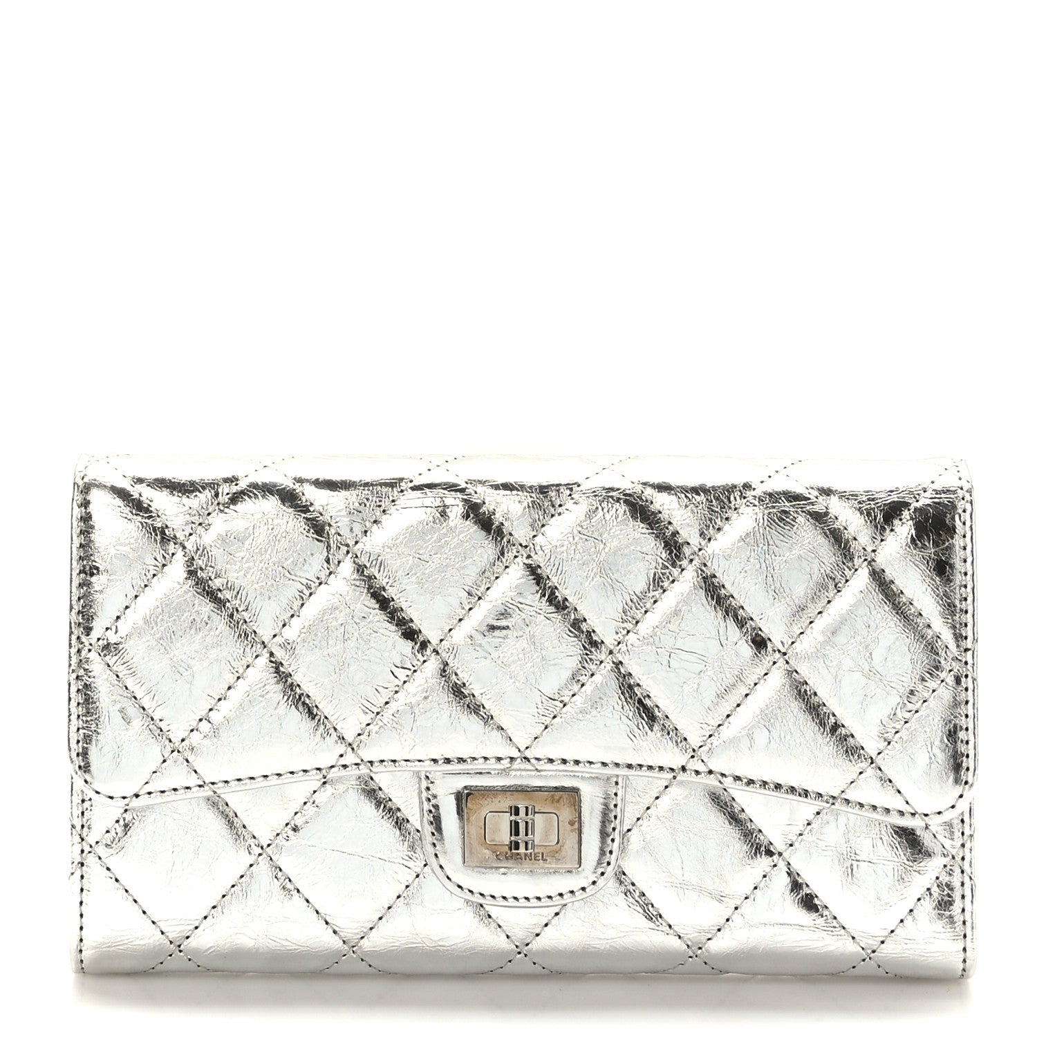 Chanel Metallic Aged Calfskin Quilted Reissue Long Flap Wallet Light Silver 1 of 7