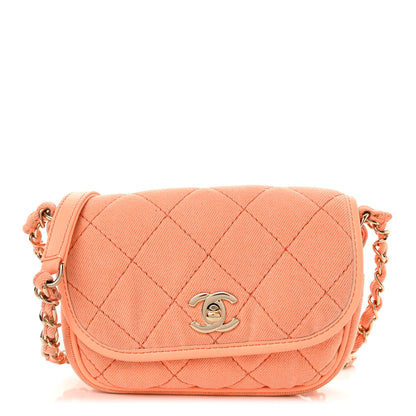 Chanel Denim Quilted Mini Messenger Flap Orange 1 of 14