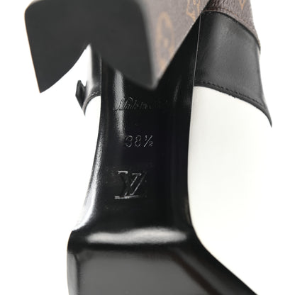 Louis Vuitton Calfskin Monogram Matchmake Strap Pumps 38.5 Black White 7 of 8