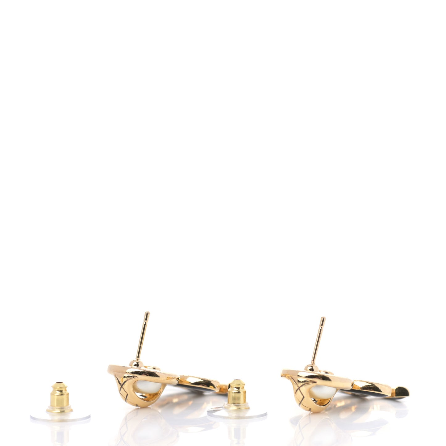 Pearl Resin CC Drop Earrings Gold Black