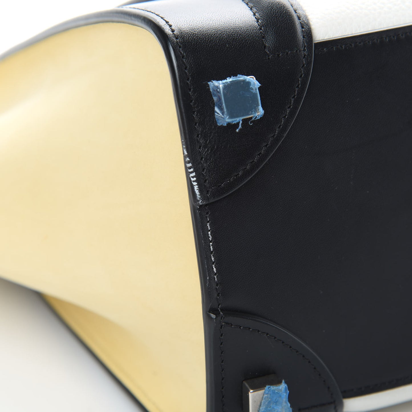 Grained Baby Calfskin Nubuck Micro Tri-Color Luggage White