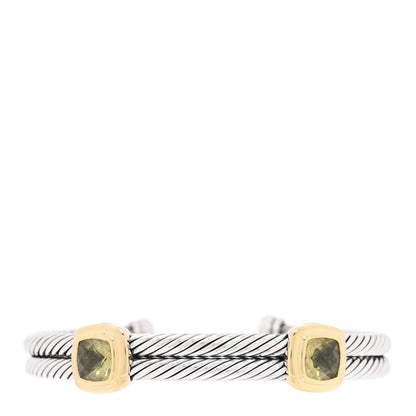 David Yurman Sterling Silver 18K Yellow Gold Lemon Citrine Double Station Cable Bracelet 1 of 3