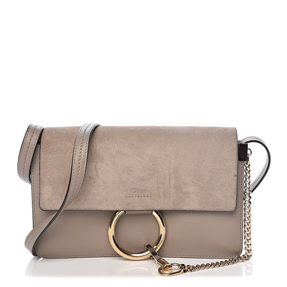 Chloe Suede Calfskin Small Faye Shoulder Bag Motty Grey 1 of 10