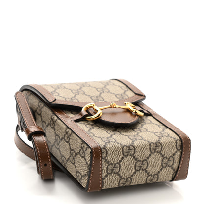 Gucci GG Supreme Monogram Mini Horsebit 1955 Crossbody Bag Beige Brown Sugar 4 of 8