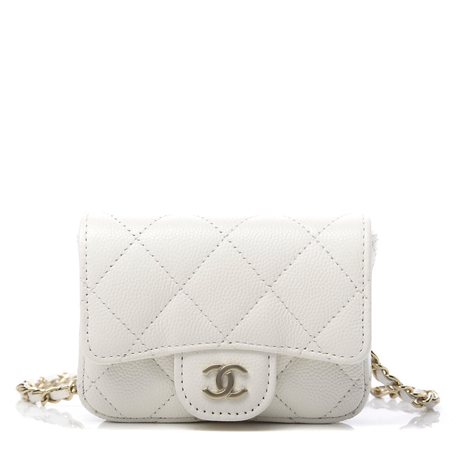 Chanel Caviar Quilted Flap Chain Waist Bag White 1 of 12