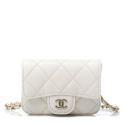Chanel Caviar Quilted Flap Chain Waist Bag White 1 of 12