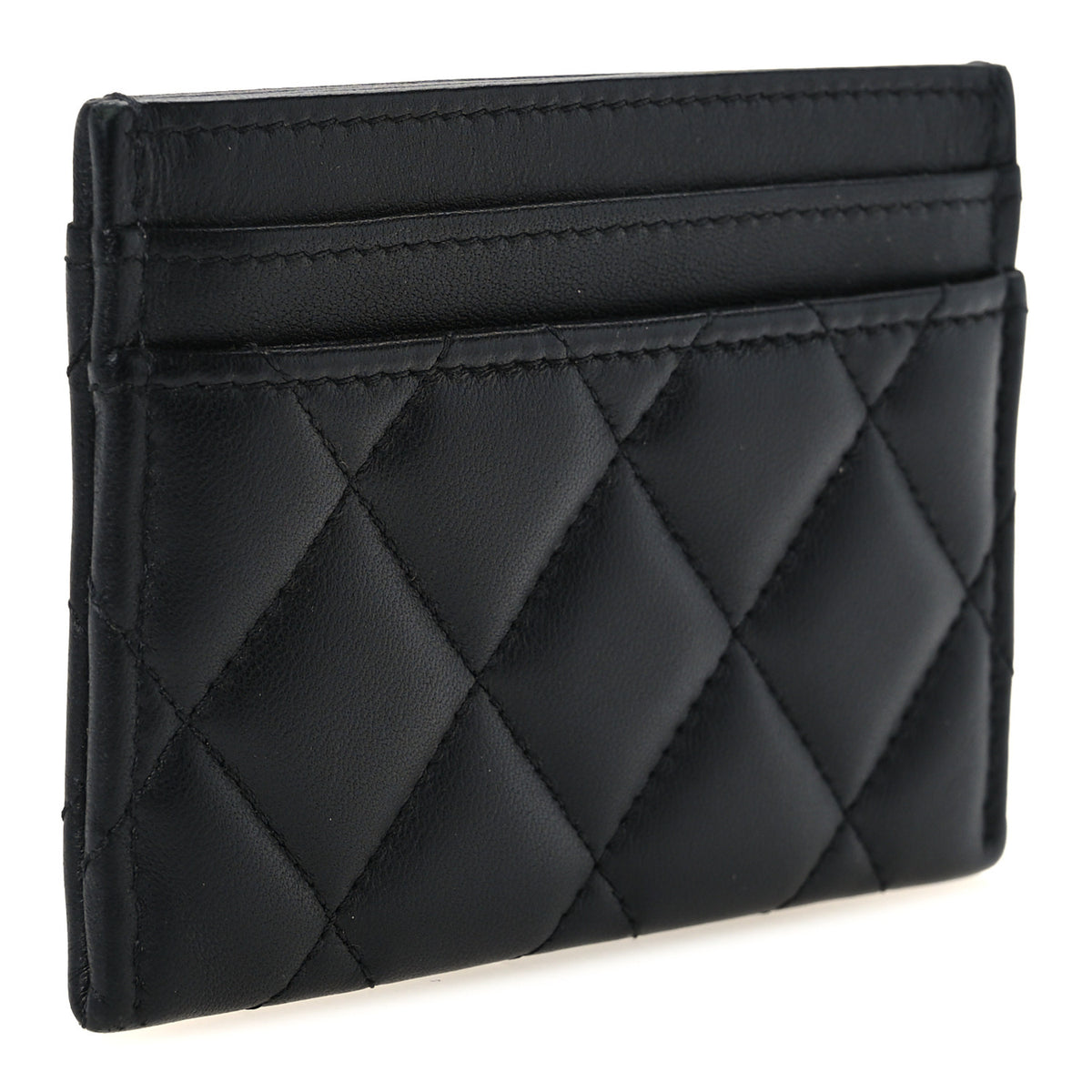 Chanel Lambskin Crystal Quilted Studded CC Card Holder Black 3 of 9