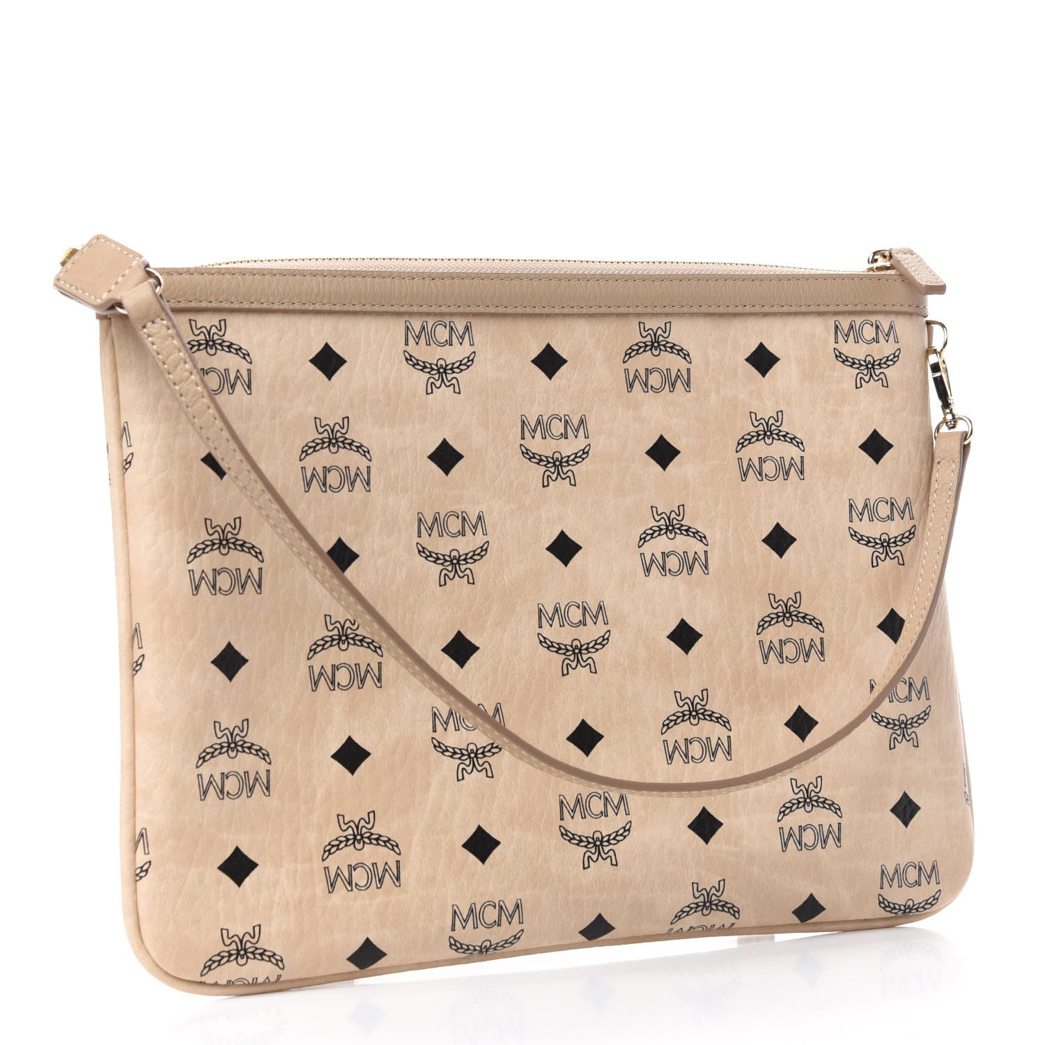 MCM Visetos Liz Shopper Tote Pouch Beige 3 of 6