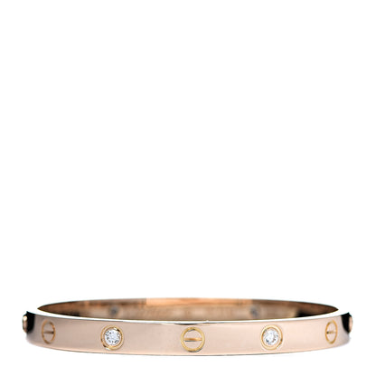 Cartier 18K Pink Gold 4 Diamond LOVE Bracelet 17 1 of 4