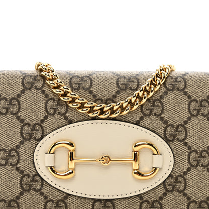 Gucci GG Supreme Monogram Azalea Calfskin Horsebit 1955 Wallet On Chain Beige Ebony Mystic White 8 of 11