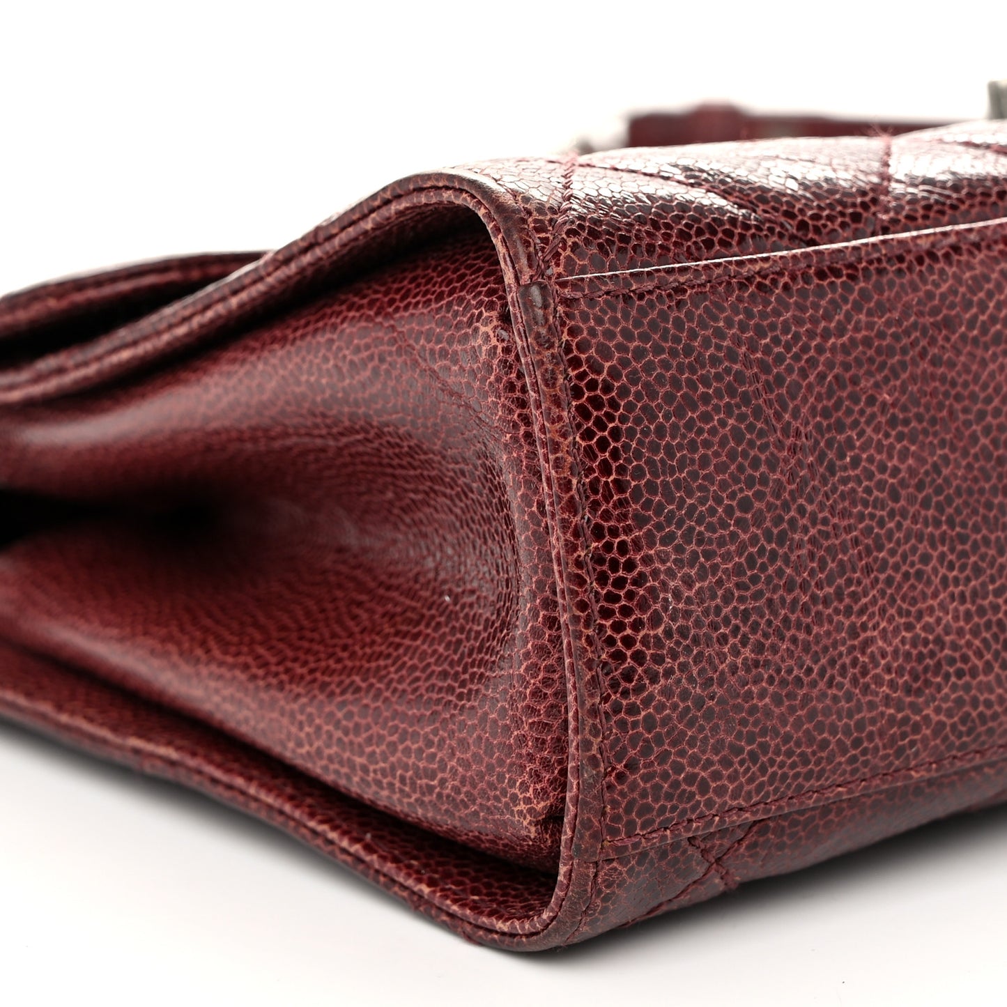 Crumpled Grained Calfskin Medium CC Crave Flap Bordeaux