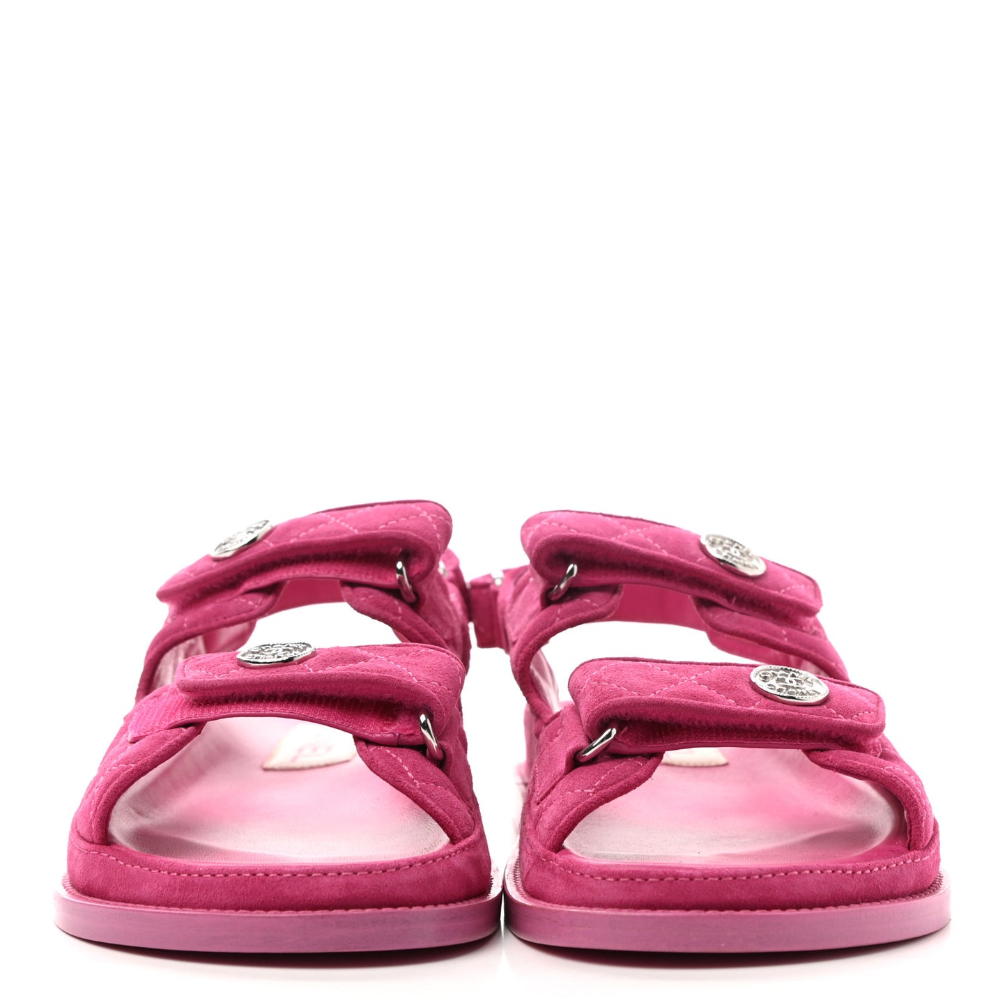 Suede Calfskin Velcro Dad Sandals 39 Pink
