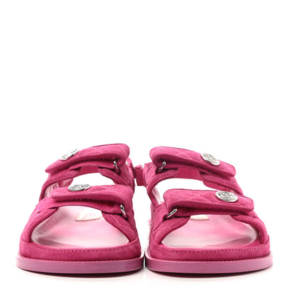 Chanel Suede Calfskin Velcro Dad Sandals 39 Pink 2 of 9