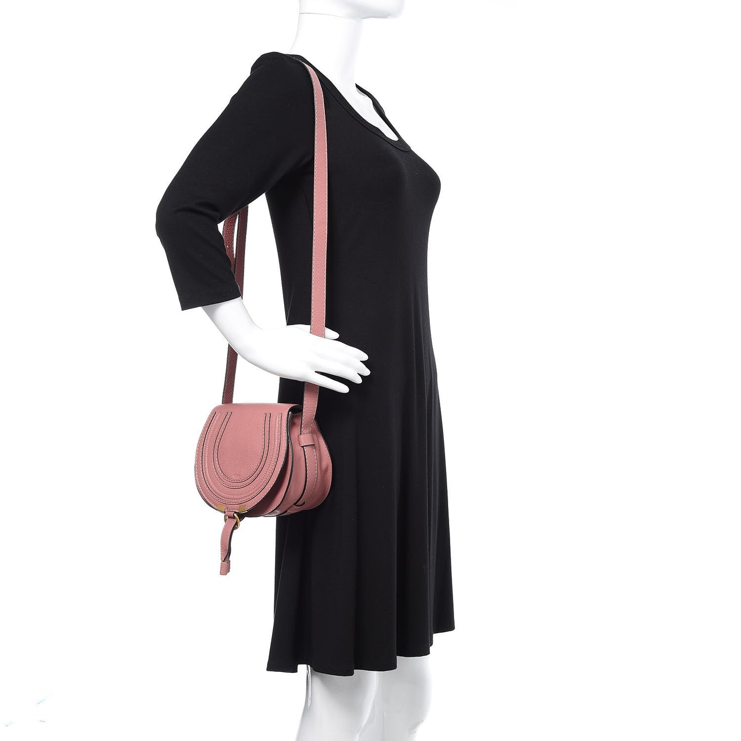 Calfskin Mini Marcie Round Crossbody Bag Rusty Pink