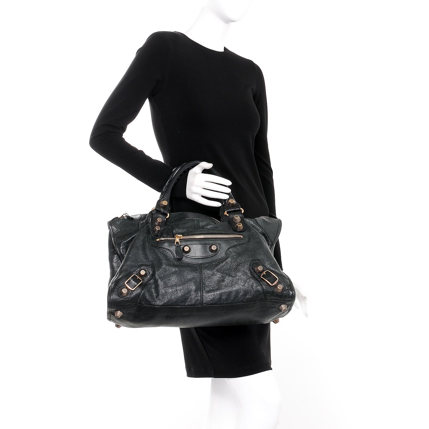 Agneau Giant 21 Rose Gold Hardware Work Black