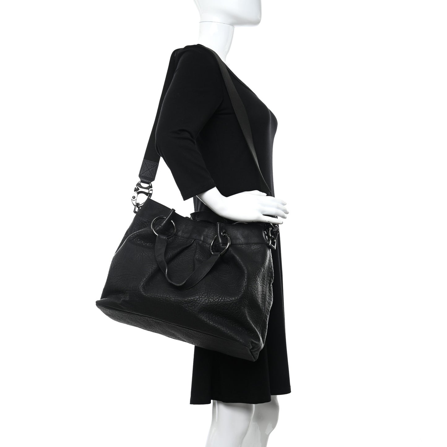 Grained Calfskin Tote Bag Black