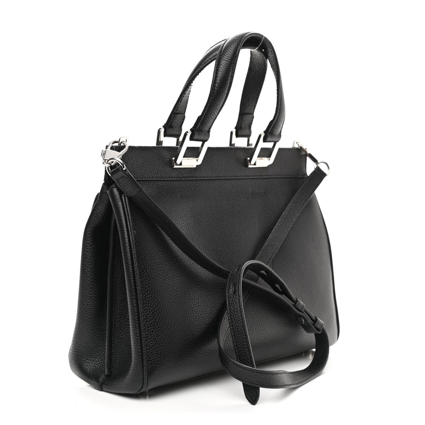 Grainy Calfskin Small Zumi Top Handle Bag Black