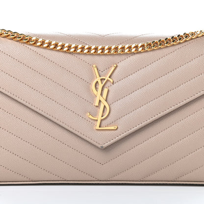 Saint Laurent Grain De Poudre Matelasse Chevron Monogram Chain Wallet Nude Powder 8 of 14