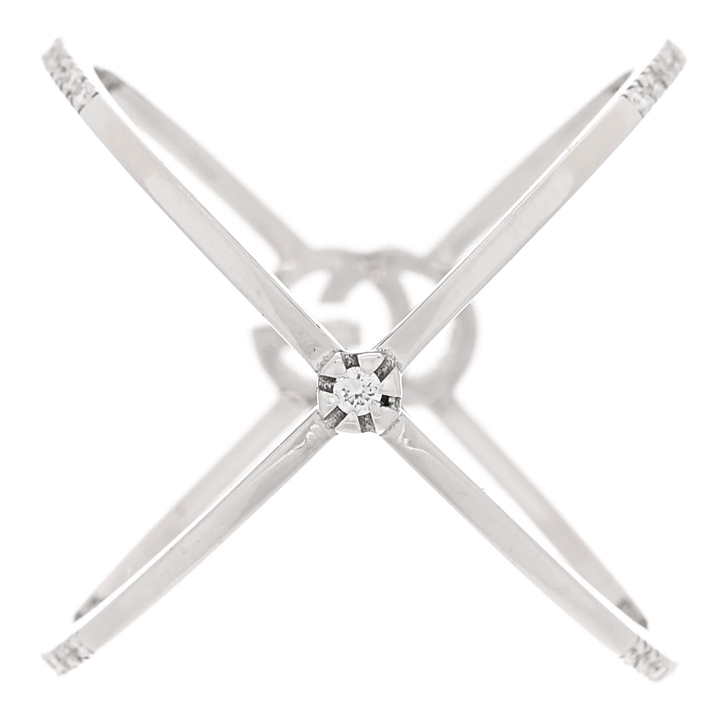 18K White Gold Diamond Running G Cross Ring 53 6.25