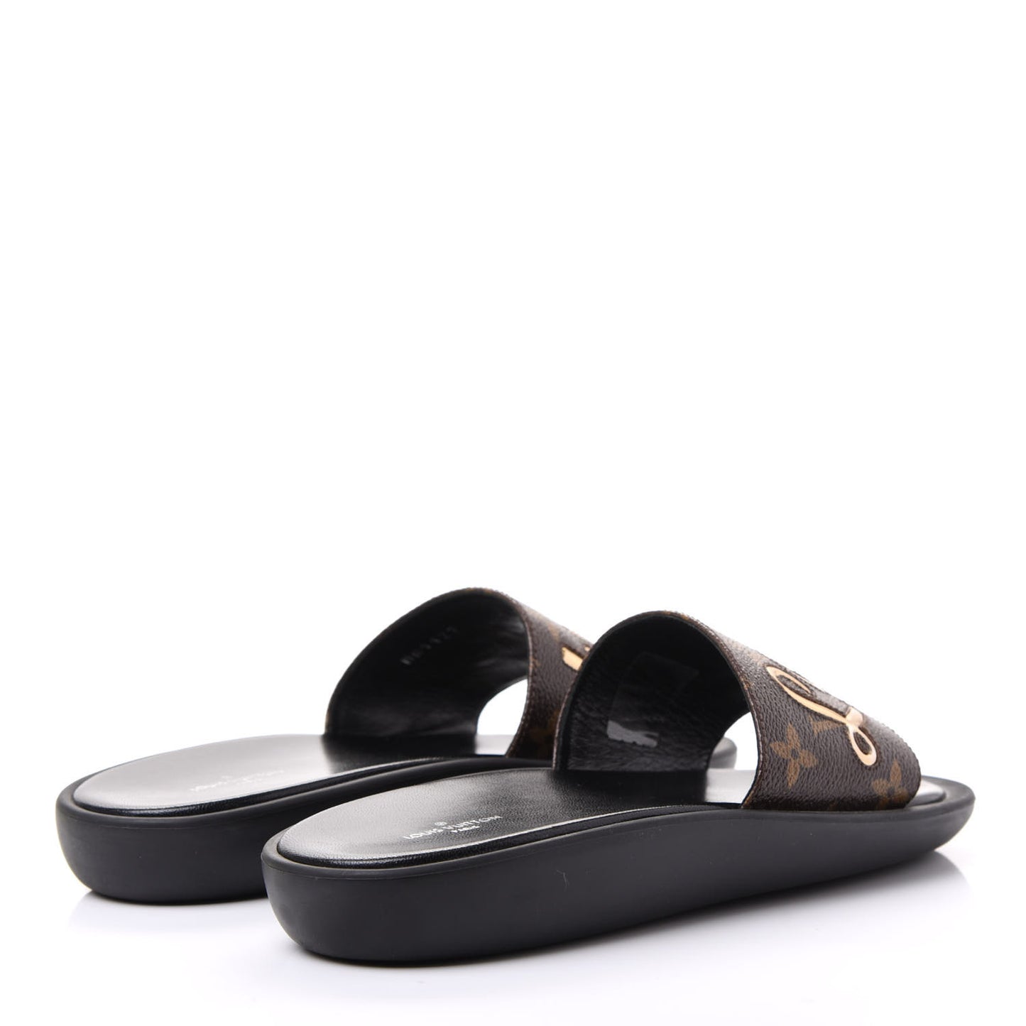 Metallic Calfskin Monogram Logo Sunbath Slide Sandals 36