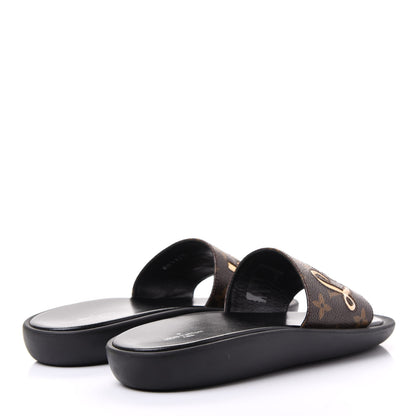Louis Vuitton Metallic Calfskin Monogram Logo Sunbath Slide Sandals 36 4 of 9