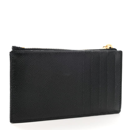Saint Laurent Grain De Poudre Matelasse Chevron Monogram Fragments Zippered Card Case Black 8 of 8