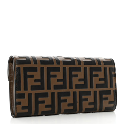 Fendi Vitello Soft F is Fendi Bi-Color FF 1974 Embossed Continental Envelope Wallet Maya Black 3 of 12
