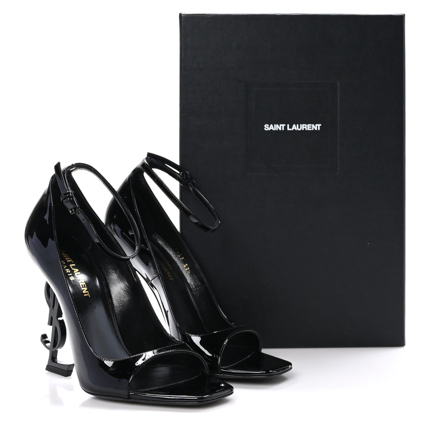Patent Calfskin Opyum 110 Sandals 37.5 Black