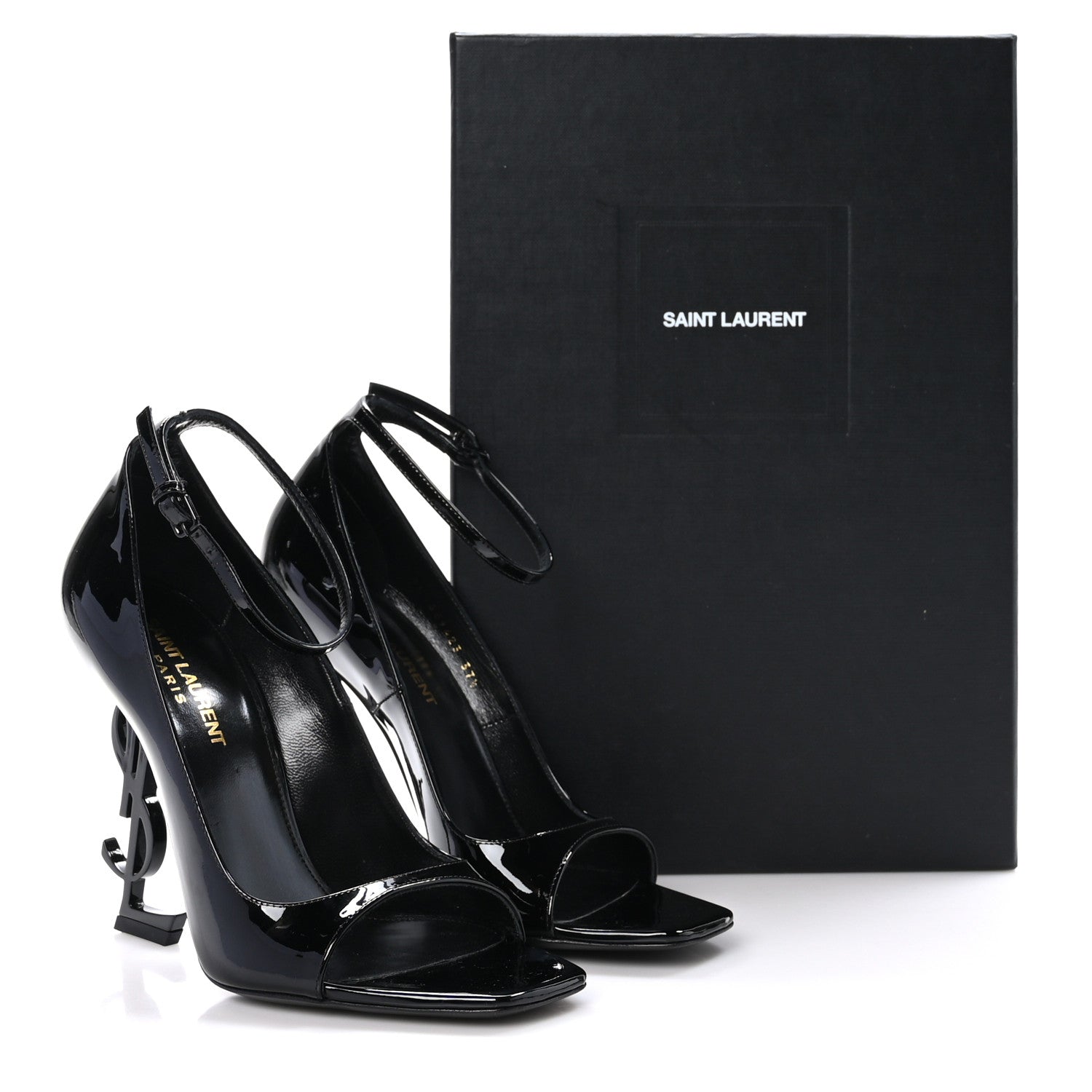 Saint Laurent Patent Calfskin Opyum 110 Sandals 37.5 Black 9 of 9
