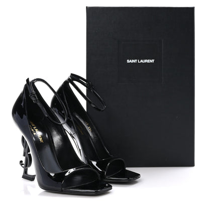 Saint Laurent Patent Calfskin Opyum 110 Sandals 37.5 Black 9 of 9