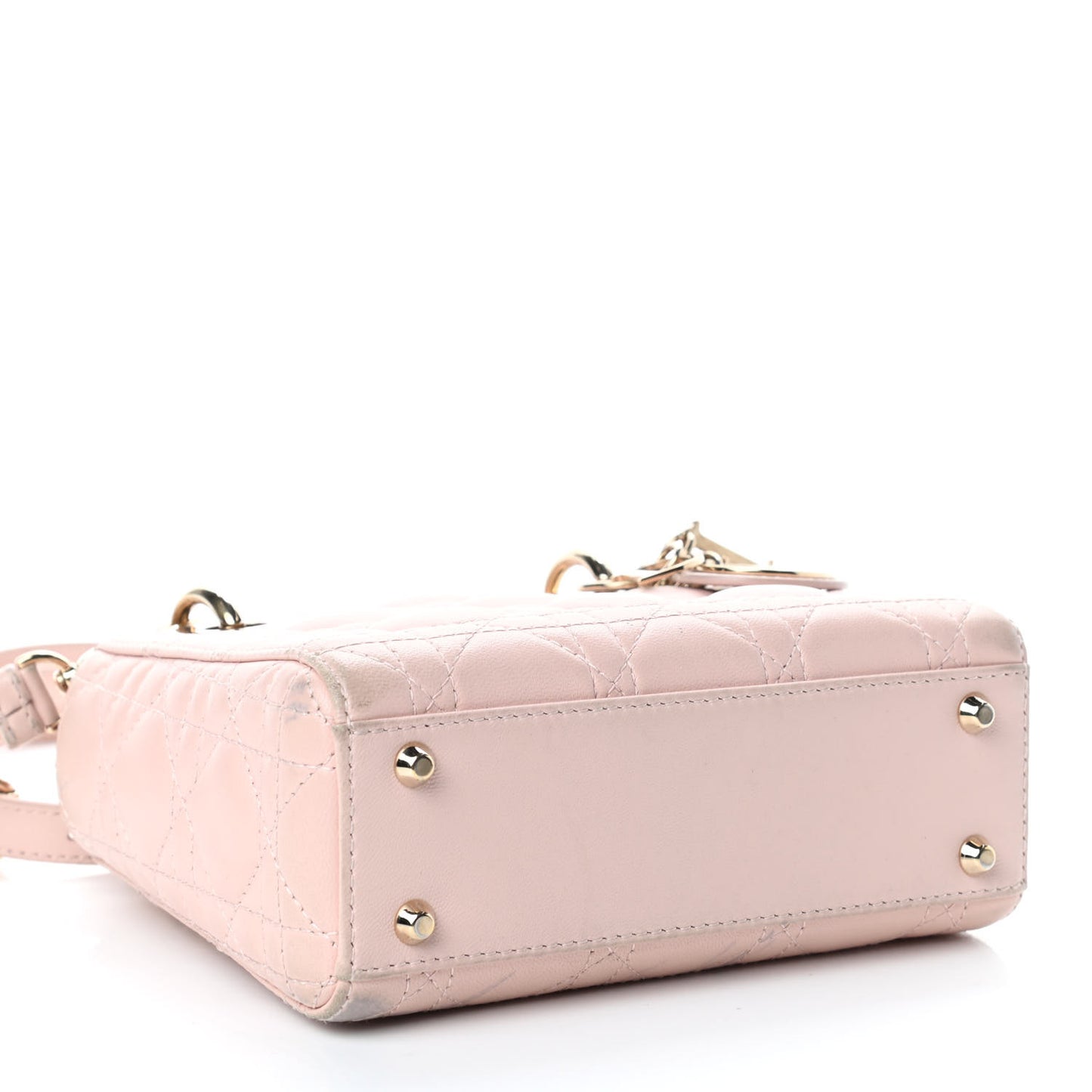 Lambskin Cannage Mini Lady Dior Rose Poudre