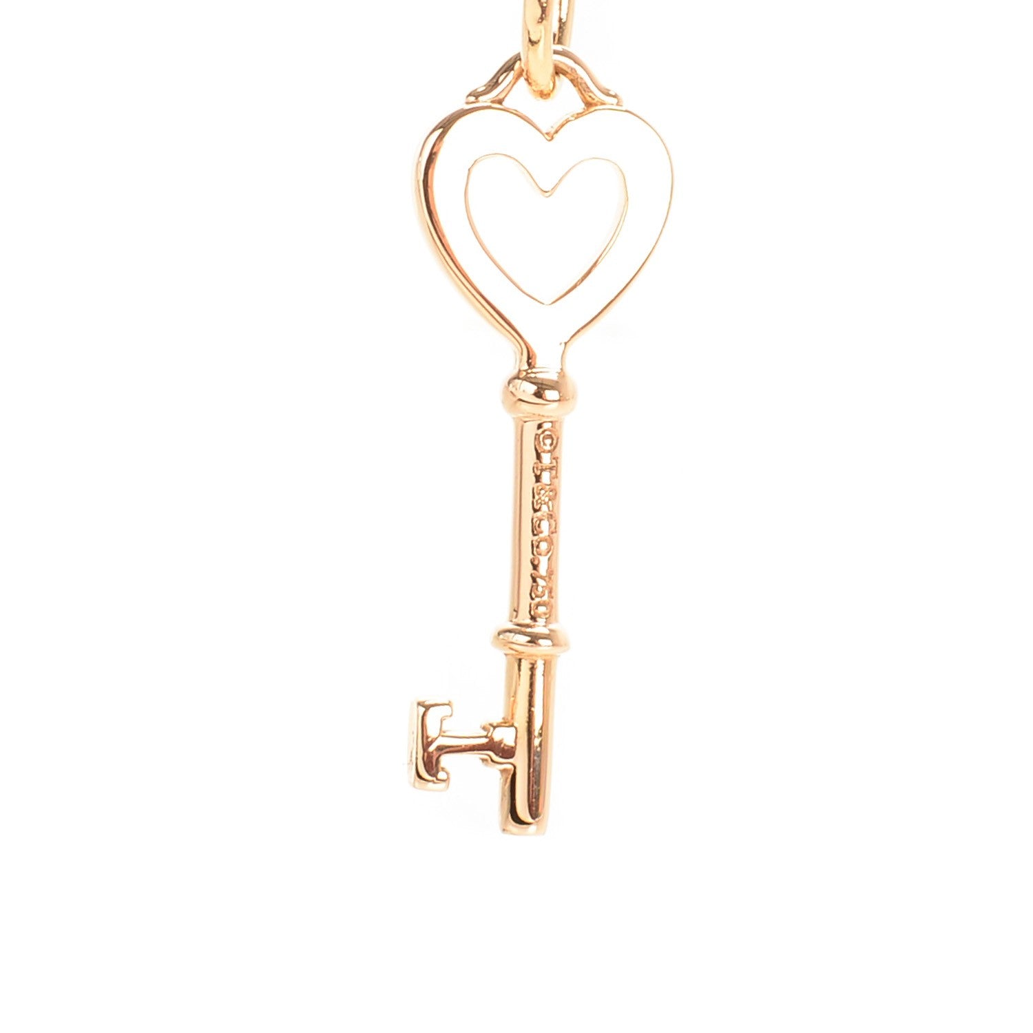 Tiffany 18K Rose Gold Mini Heart Key Pendant Necklace 3 of 6