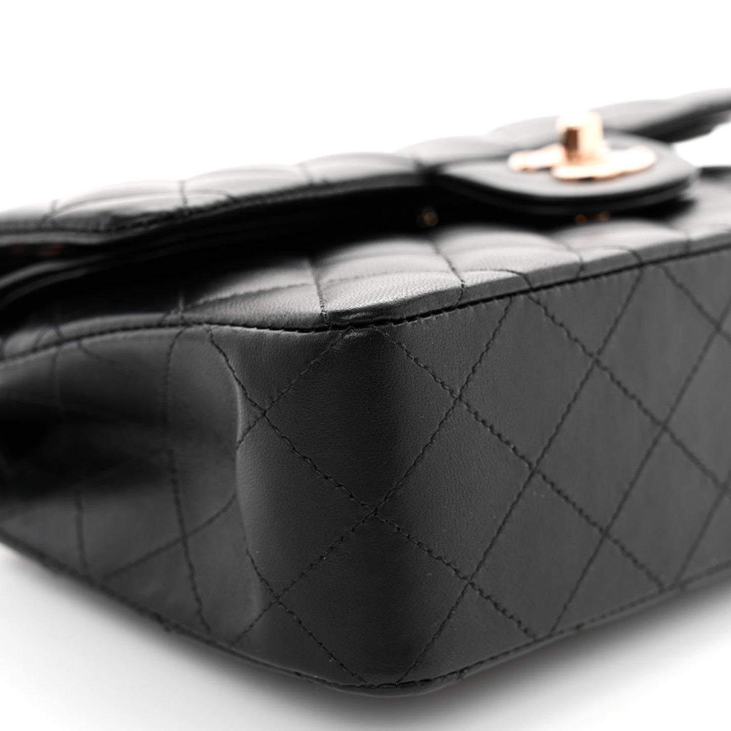 Lambskin Quilted Small Double Flap Black