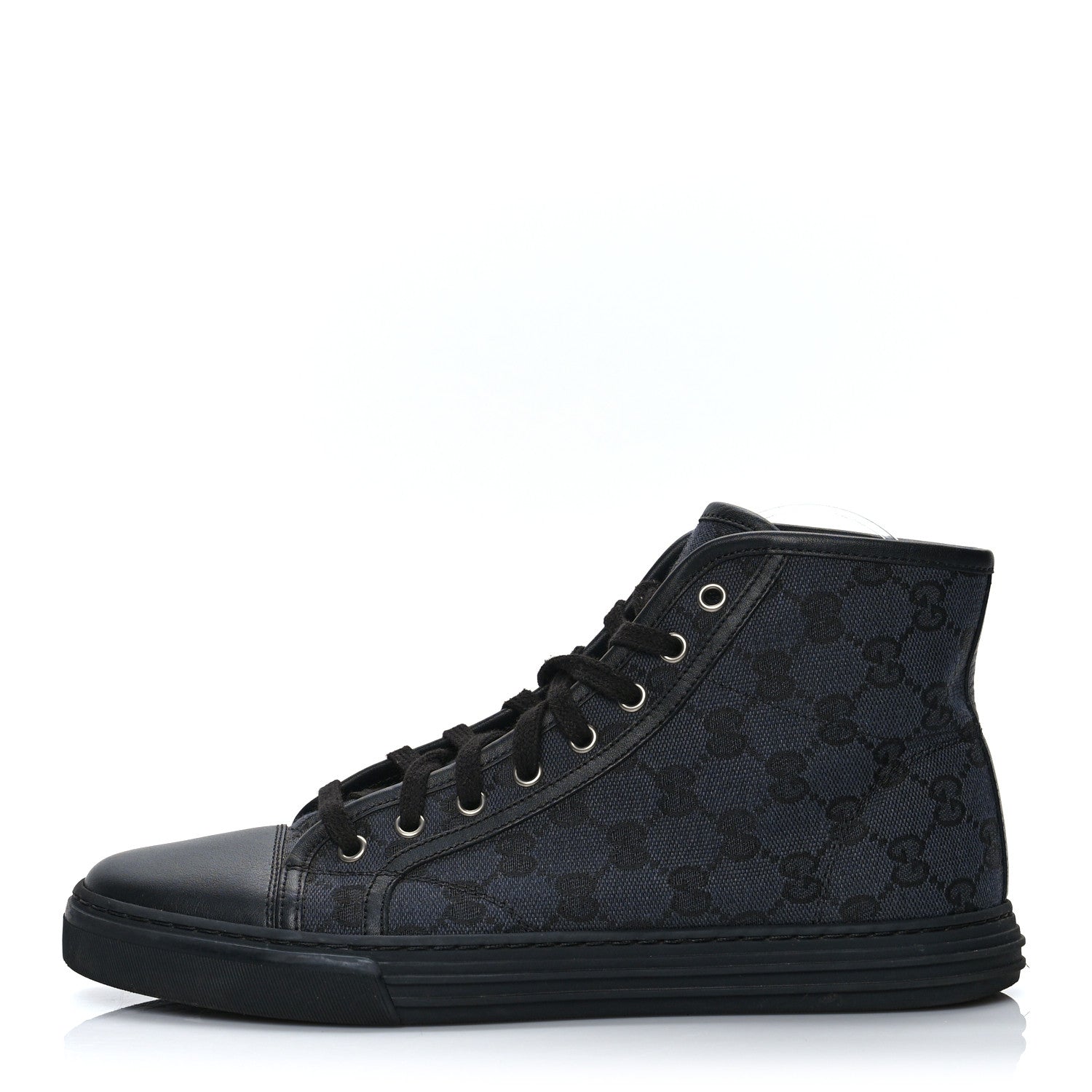 Gucci Monogram Mens High Top Sneakers 7.5 Black 1 of 10