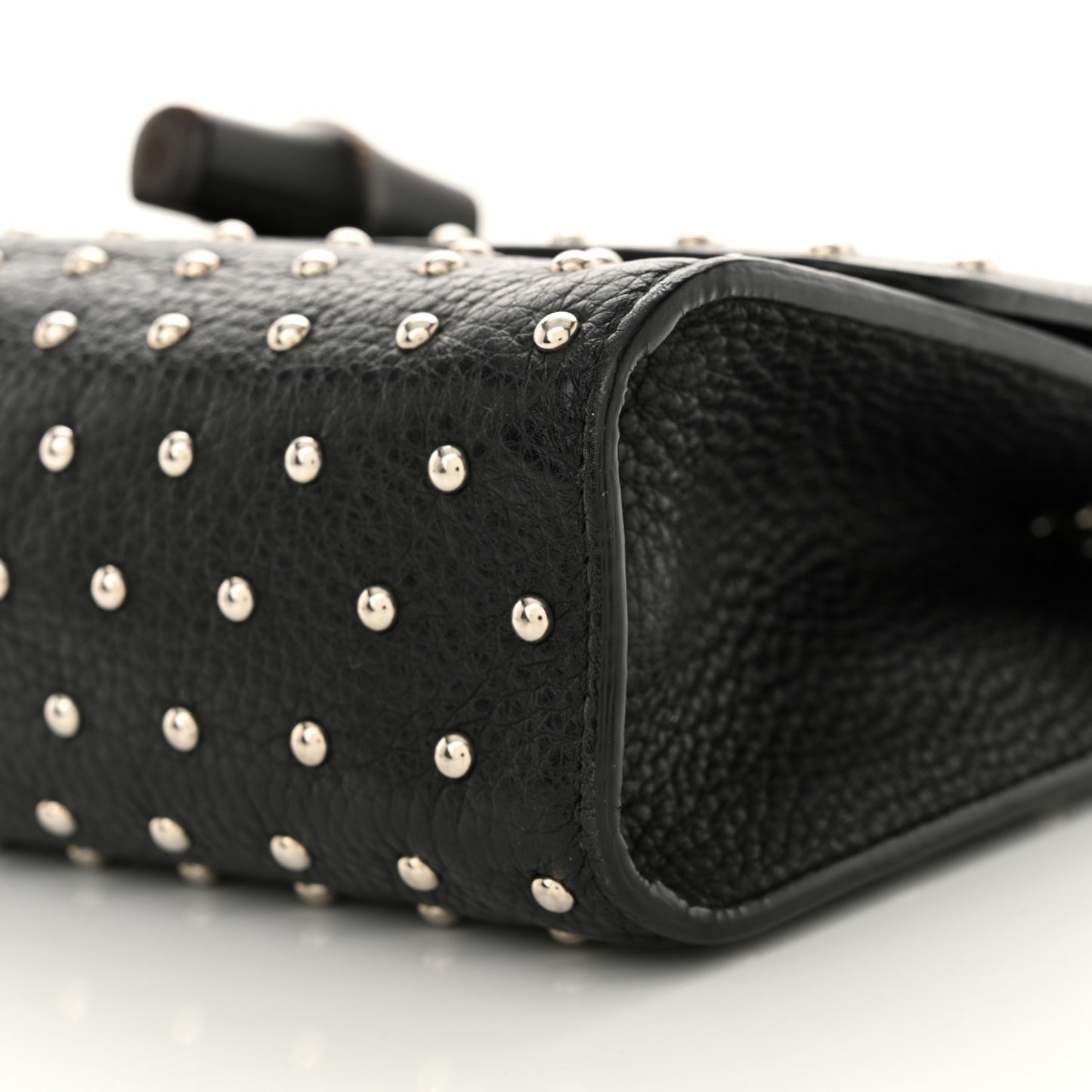 Calfskin Studded Medium Miss Bamboo Shoulder Bag Black